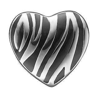 Christina Collect 925 sterling silver Wild Heart with black and silver zebra stripes, model 623-S113